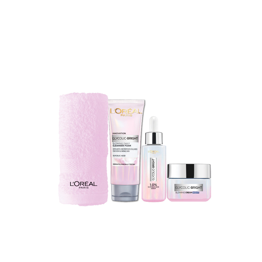 L'oreal Paris Glycolic Bright Glow Solution Bundle 20% Off + Free Towel - Medaid