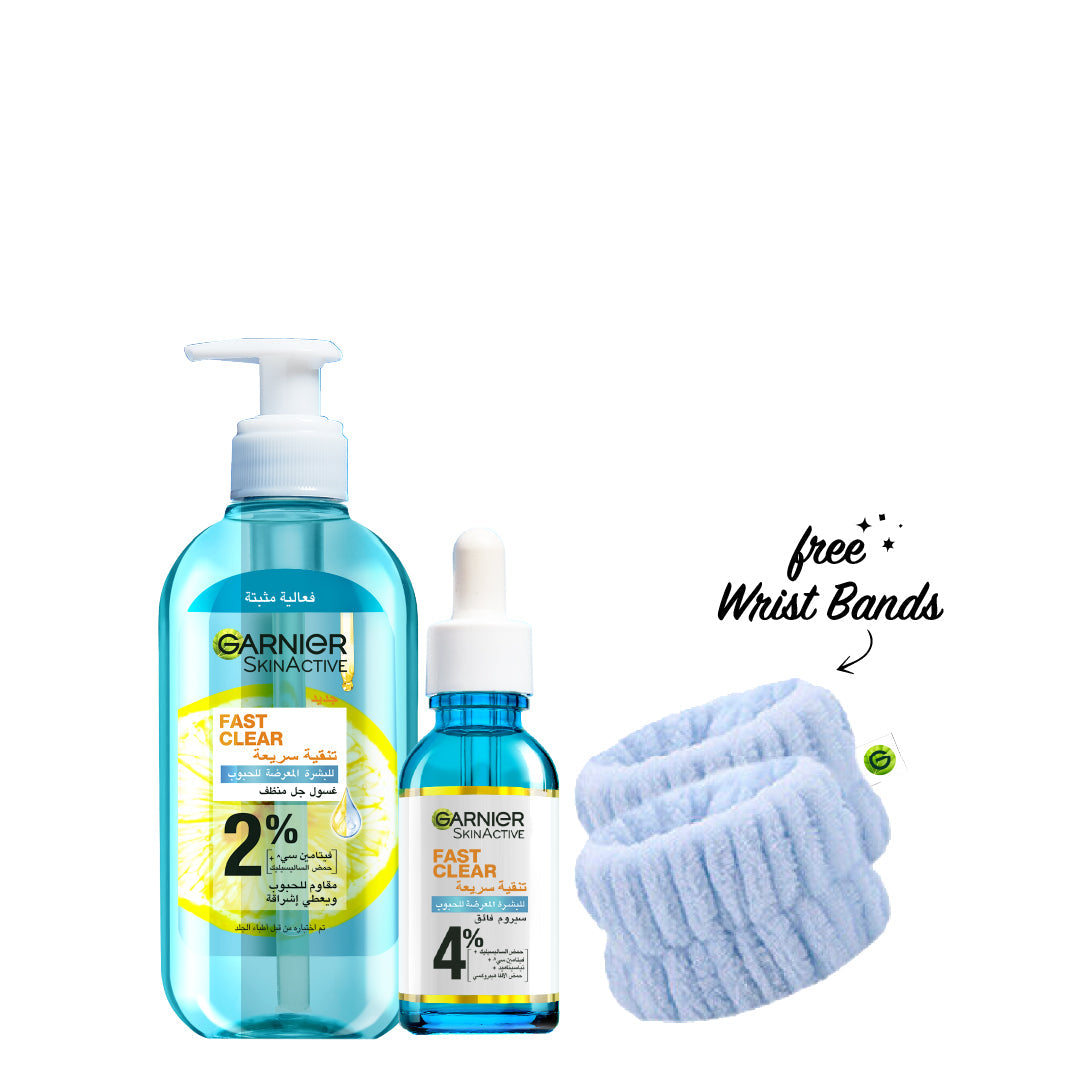 -20% FREE Wrist Band Garnier FAST CLEAR - Gel Wash + Serum - Medaid International