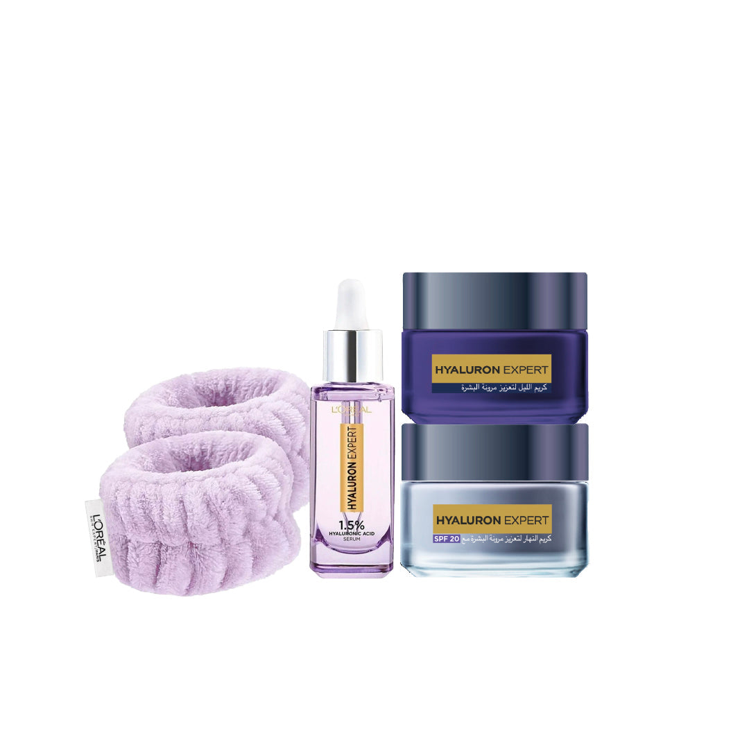 20% OFF Hyaluron Expert Replumping Serum With Hyaluronic Acid 30ml + Hyaluronic Acid Day Cream & Night Cream + FREE Light Purple Wrist Towels - Medaid