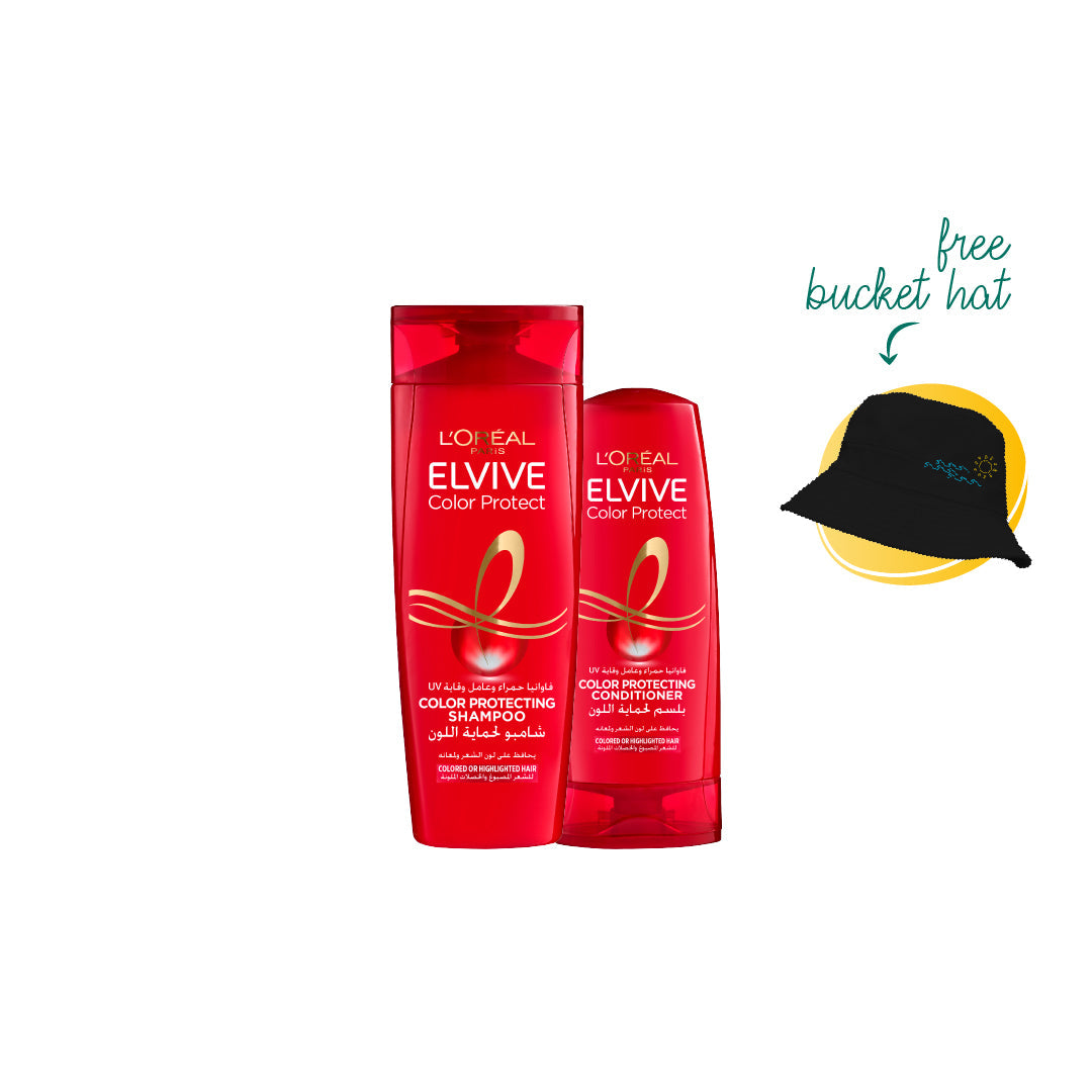 Elvive Color Protect Shampoo 400ML + Elvive Color Protect Conditioner 200ML + FREE Bucket Hat - Medaid