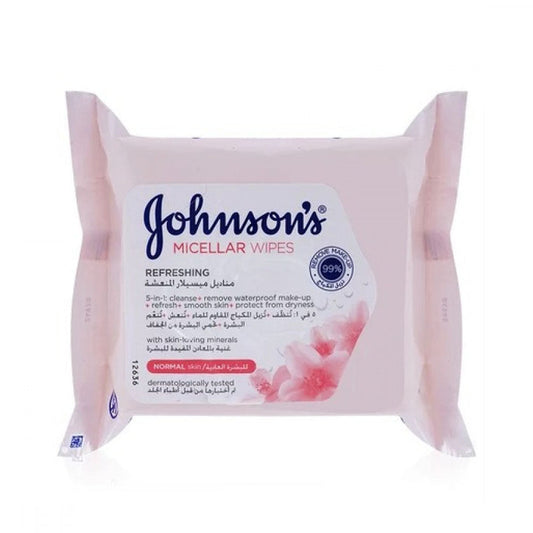 Johnson and Johnson Facial Wipes Micellar Refreshing Normal Pink 25's - Medaid