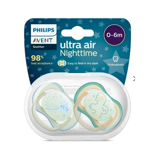 avent 2 ultra air night soothers 0-6m - boy 376/18