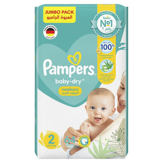 Pampers New Baby-Dry Diapers, Size 2, Pack of 64 Pcs - Medaid - Lebanon
