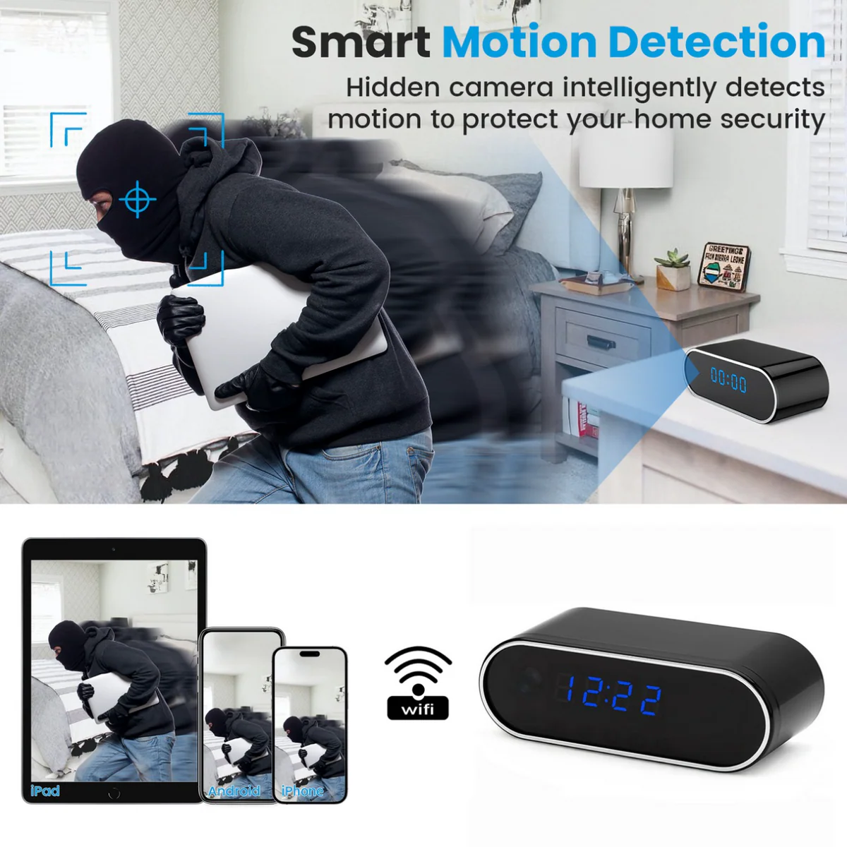 Spy Wifi Clock Hidden Camera - Medaid International