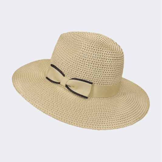 Stamion Elegant With Bow Women Beach Hat Natural/Black - Medaid International