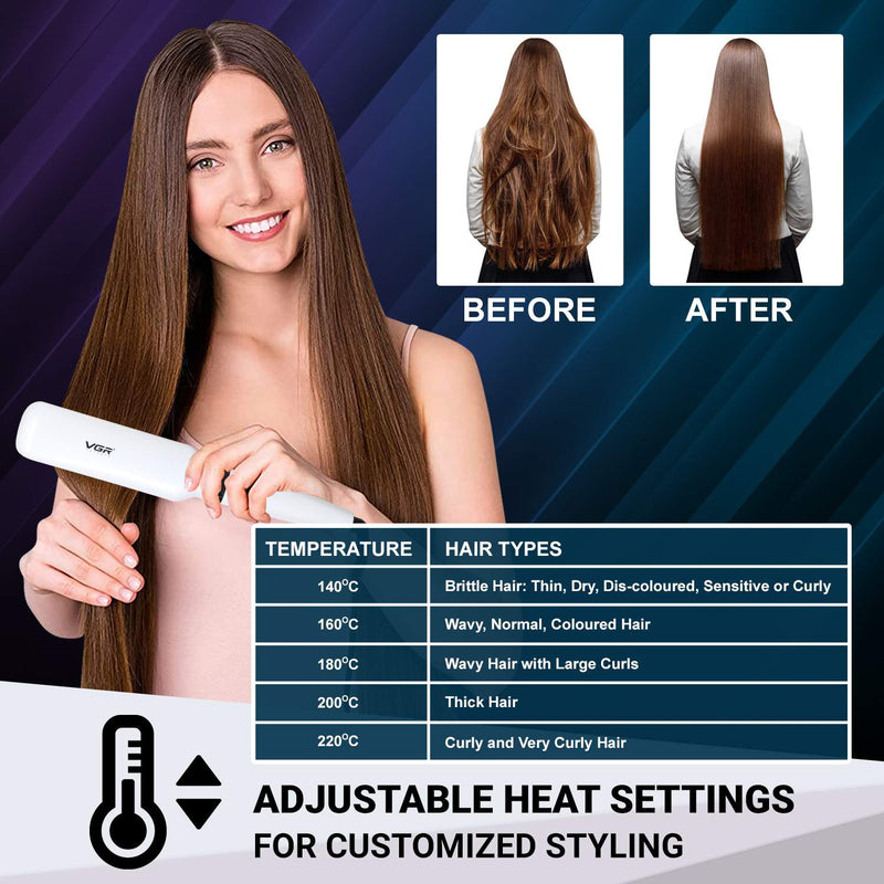 VGR V511 Flat Iron Anti-Static Flat Iron With Ceramic Plates And Lcd Display Hair Straightener - Medaid International