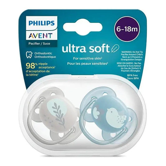 avent 2 ultra soft deco soothers 6-18m - boy 091/15
