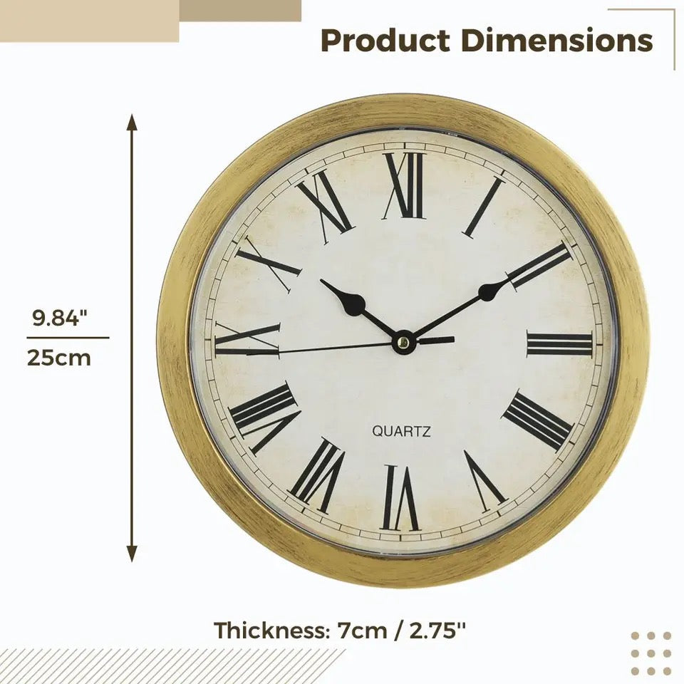 Hidden Clock Safe Gold Or Silver Color Retro Round Wall clock - Medaid International