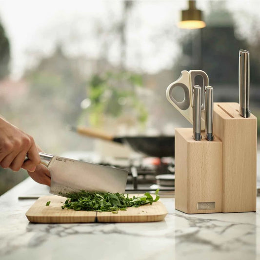 Joseph Joseph Elevate™ Fusion 5-piece Knife & Scissor Set with Beechwood Block - Medaid International