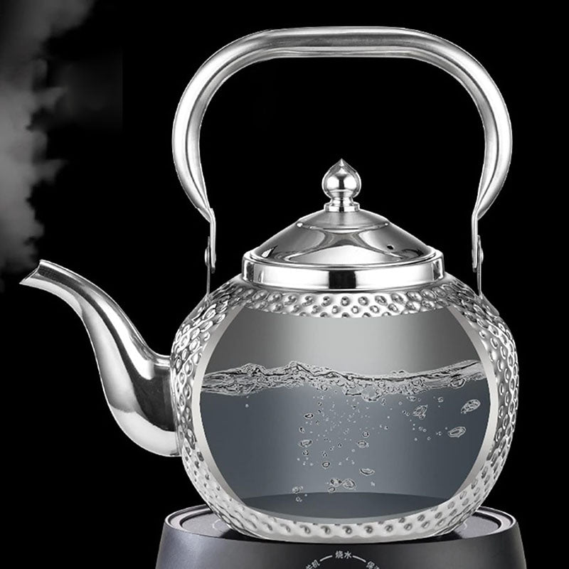 1.5 L Stainless Steel Tea Kettle with Hammer Texture Design Household Teapot Kettle Suitable for Induction Cooker and Stovetop Silver - Medaid - Lebanon