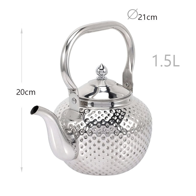 1.5 L Stainless Steel Tea Kettle with Hammer Texture Design Household Teapot Kettle Suitable for Induction Cooker and Stovetop Silver - Medaid - Lebanon