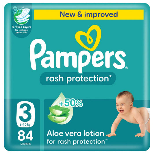 Pampers Rash Protection Taped Diapers, Size 3, 84 Count - Medaid