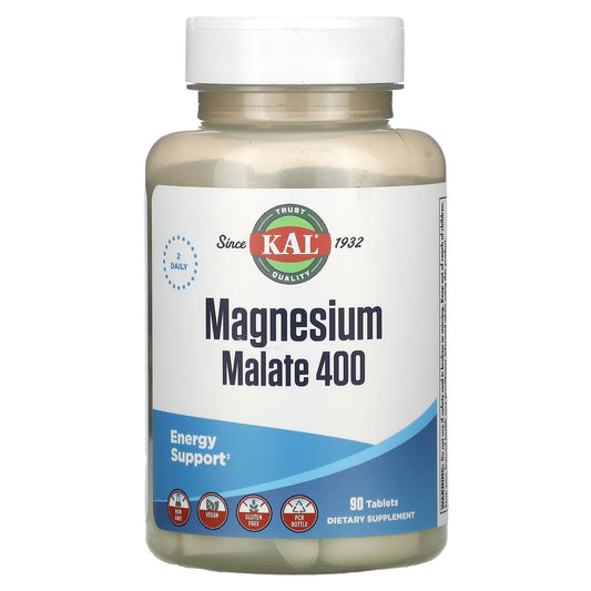 KAL, Magnesium Malate 400, 90 Tablets - Medaid International