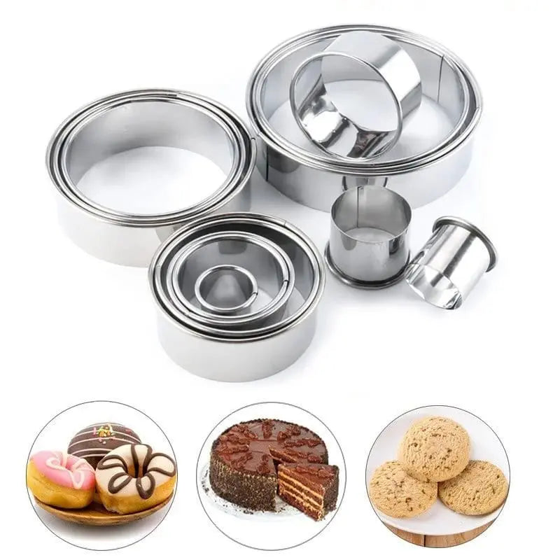11pcs Stainless Steel Round Cookie Biscuit Cutters Set