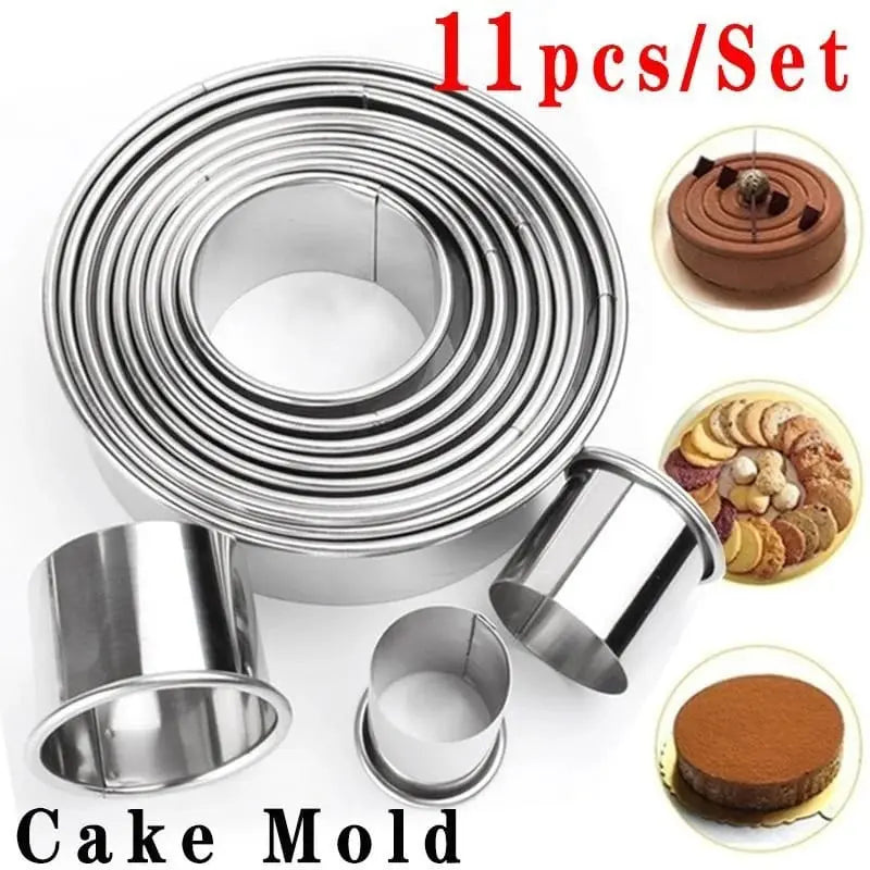 11pcs Stainless Steel Round Cookie Biscuit Cutters Set