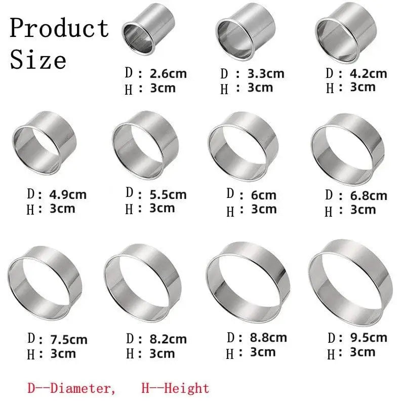 11pcs Stainless Steel Round Cookie Biscuit Cutters Set