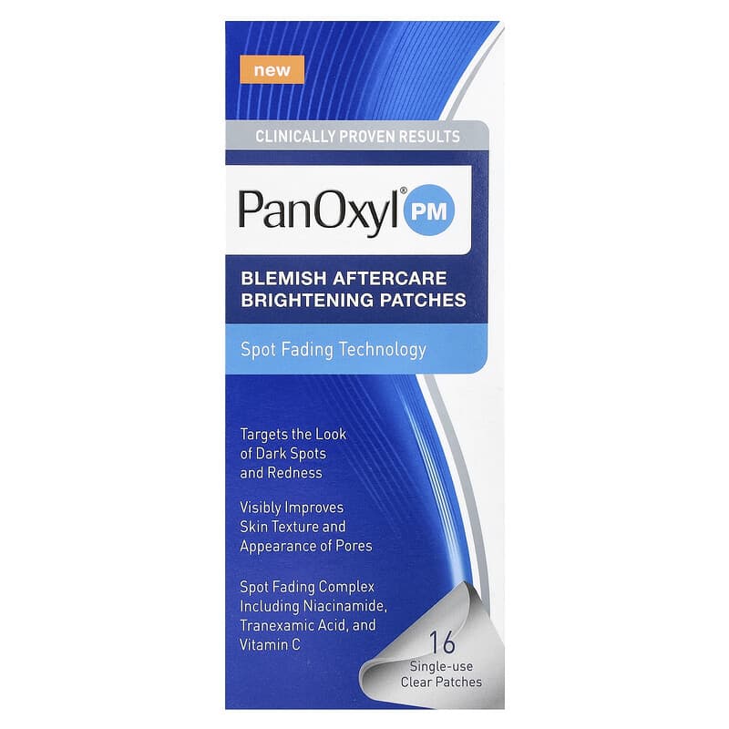 PanOxyl, PM, Blemish Aftercare Brightening Patches, 16 Single-Use Clear Patches - Medaid International