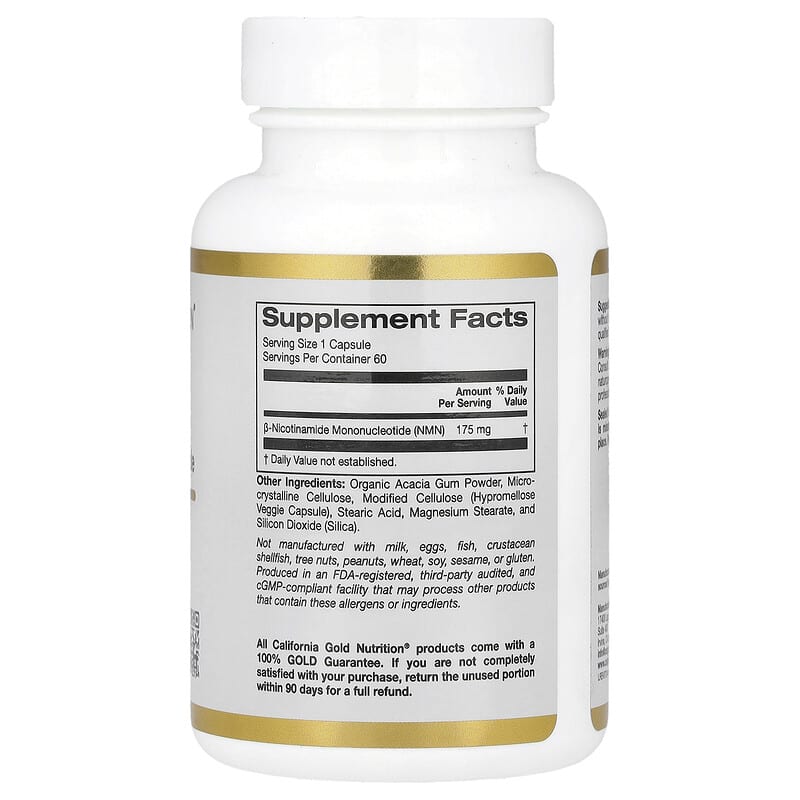California Gold Nutrition, NMN, 175 mg, 60 Veggie Capsules - Medaid International