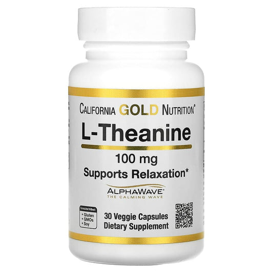 California Gold Nutrition, L-Theanine, 100 mg, 30 Veggie Capsules - Medaid International