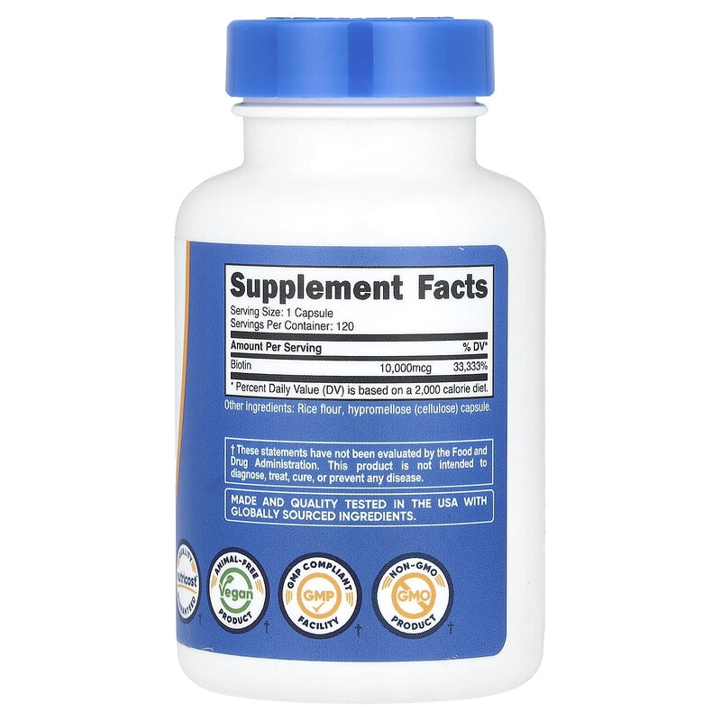 Nutricost, Biotin, 10,000 mcg, 120 Capsules - Medaid International