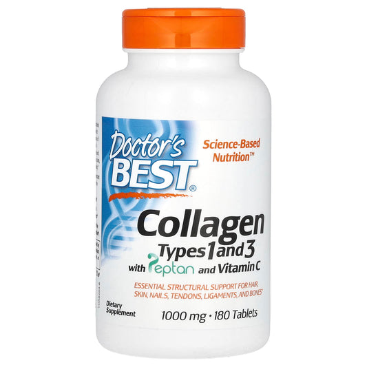 Doctor's Best, Collagen Types 1 and 3 with Peptan and Vitamin C, 180 Tablets - Medaid International