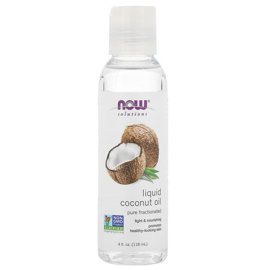 NOW Foods, Solutions, Liquid Coconut Oil, Pure Fractionated, 4 fl oz (118 ml) - Medaid International