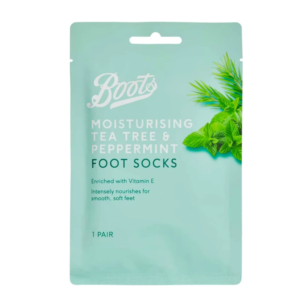 Boots Moisturising Tea Tree & Peppermint  Foot socks - 1 Pair - Medaid International