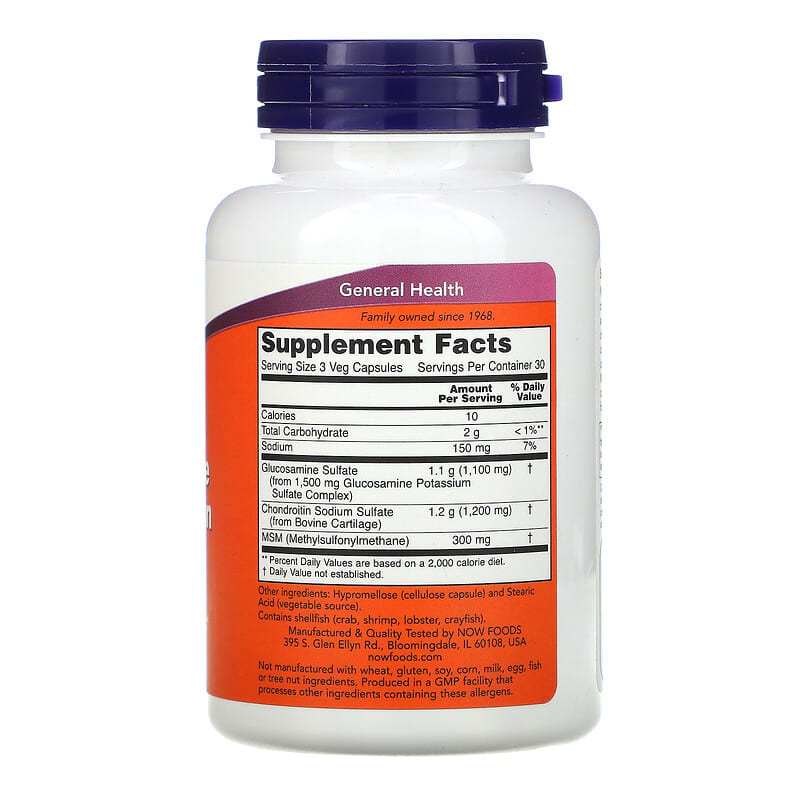 NOW Foods, Glucosamine & Chondroitin with MSM, 90 Capsules - Medaid International