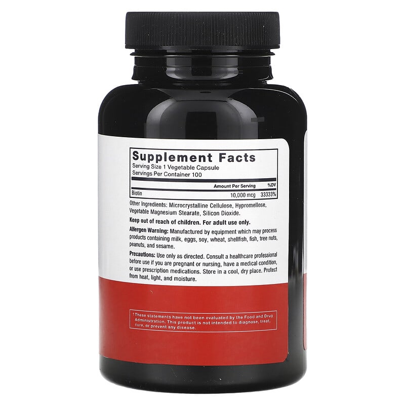 Force Factor, Biotin, 10,000 mcg, 100 Vegetable Capsules - Medaid International
