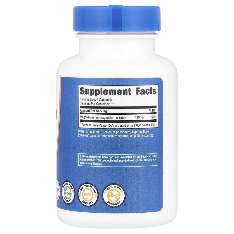 Nutricost, Magnesium Citrate, 420 mg, 60 Capsules - Medaid International