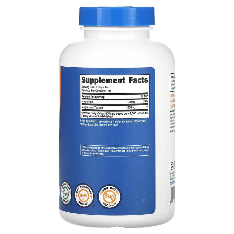 Nutricost, Magnesium Taurate, 1,500 mg , 240 Capsules - Medaid International