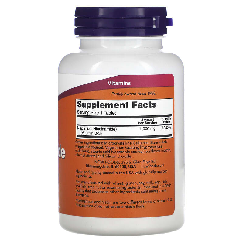 NOW Foods, Niacinamide, 1,000 mg, 90 Tablets - Medaid International
