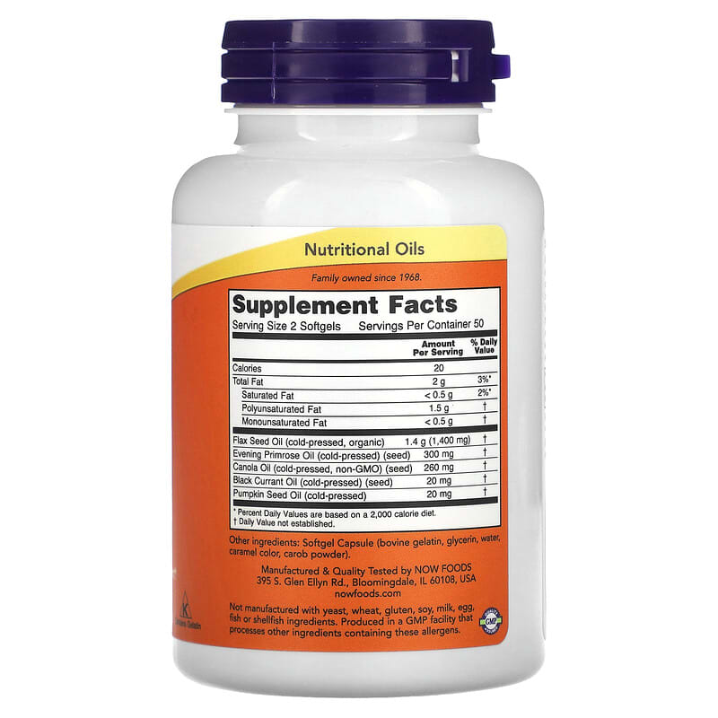 NOW Foods, Omega 3-6-9, 1,000 mg, 100 Softgel - Medaid International