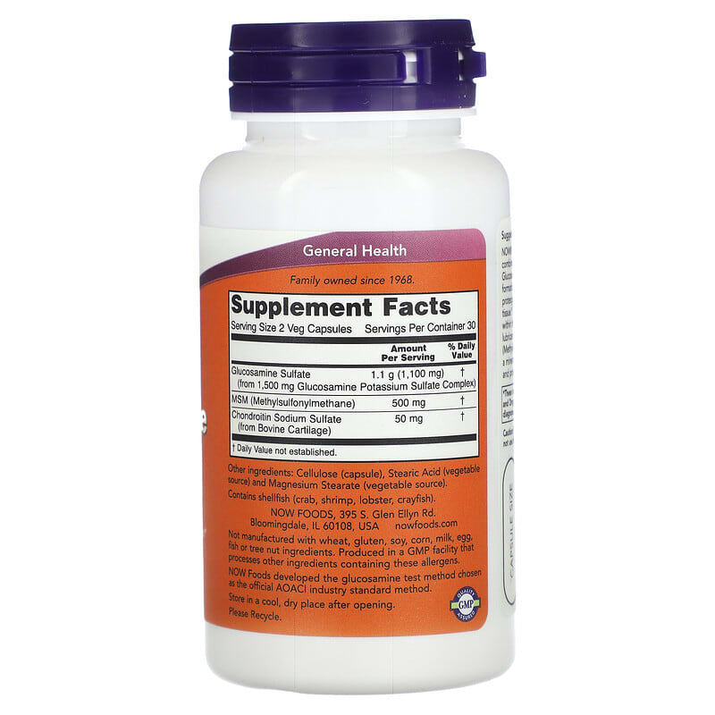 NOW Foods, Glucosamine & MSM, 60 Veg Capsules - Medaid International