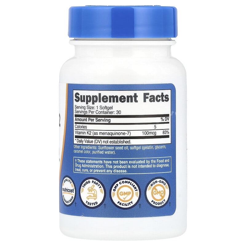 Nutricost, Vitamin K2 MK-7, 100 mcg, 30 Softgels - Medaid International
