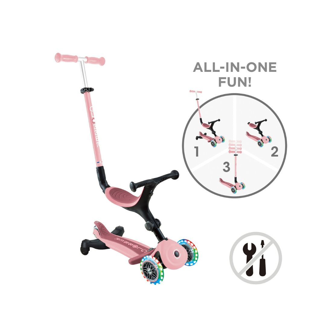 Globber Go Up Active Lights 360 Pastel Deep Pink - Medaid International