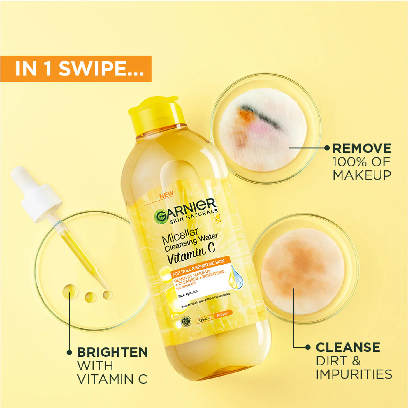 Garnier Vitamin C Micellar Water Facial Brightening Cleanser and Makeup Remover - Medaid International
