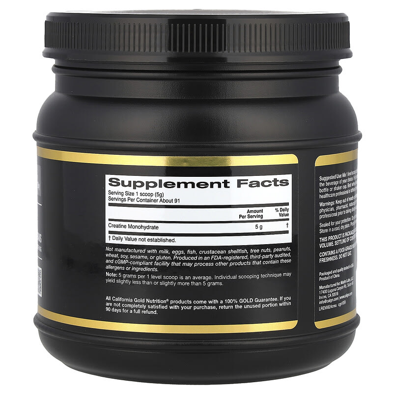 California Gold Nutrition, Sport, Creatine Monohydrate, Unflavored, 454 g - Medaid International