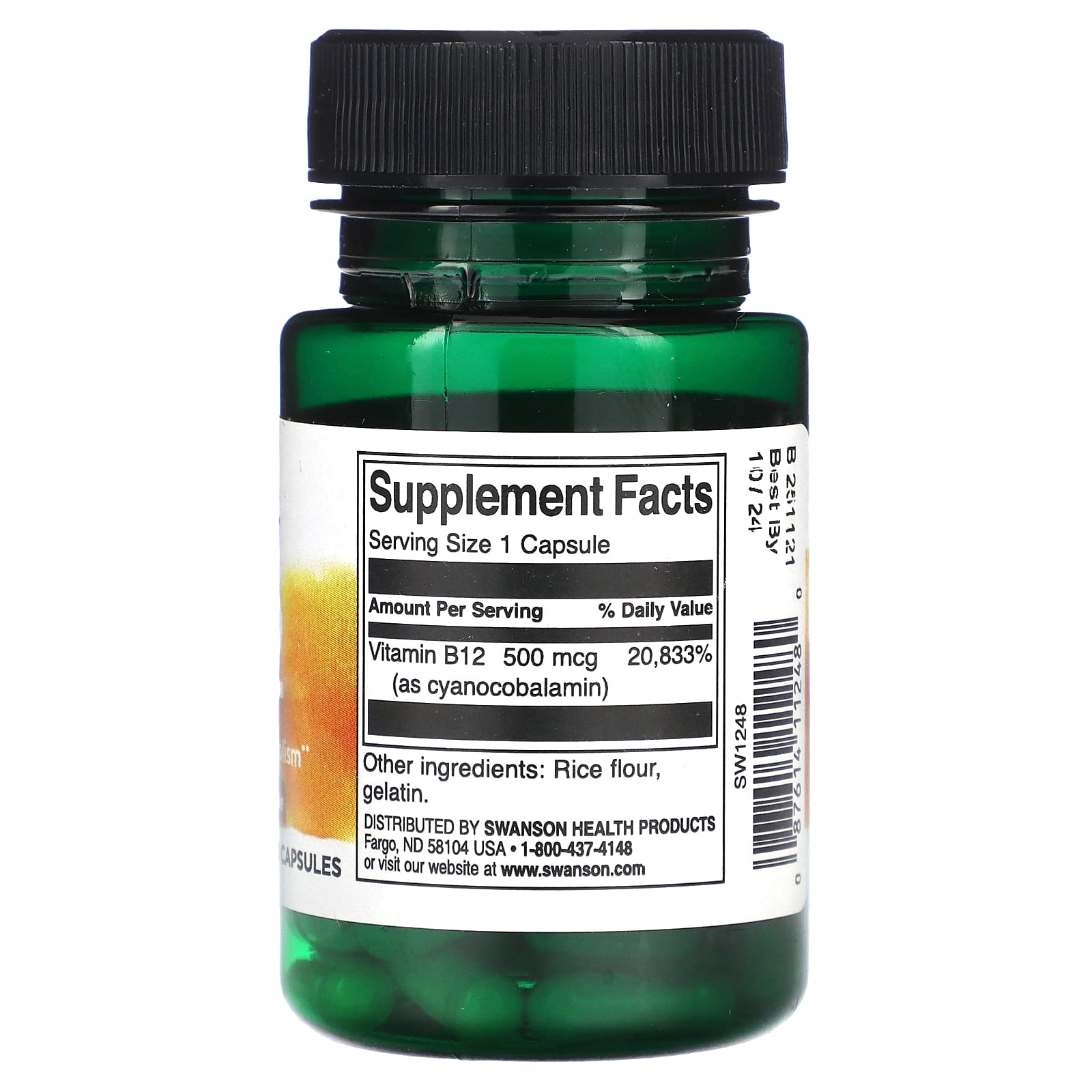 Swanson, Vitamin B12, 500 mcg, 30 Capsules - Medaid International