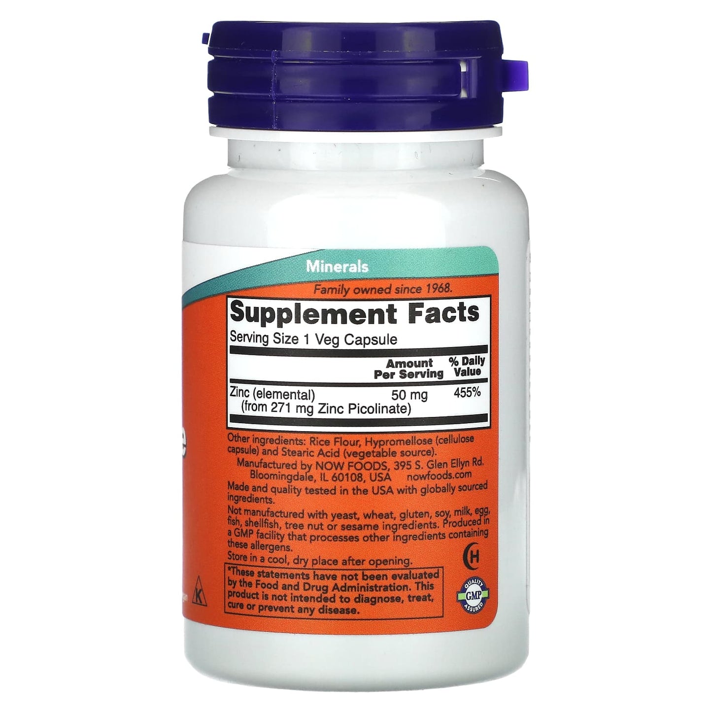 NOW Foods, Zinc Picolinate, 50 mg, 30 Veg Capsules - Medaid International