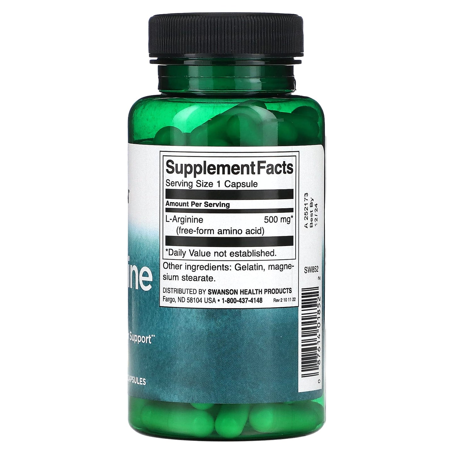 Swanson, L-Arginine, 500 mg, 100 Capsules - Medaid International
