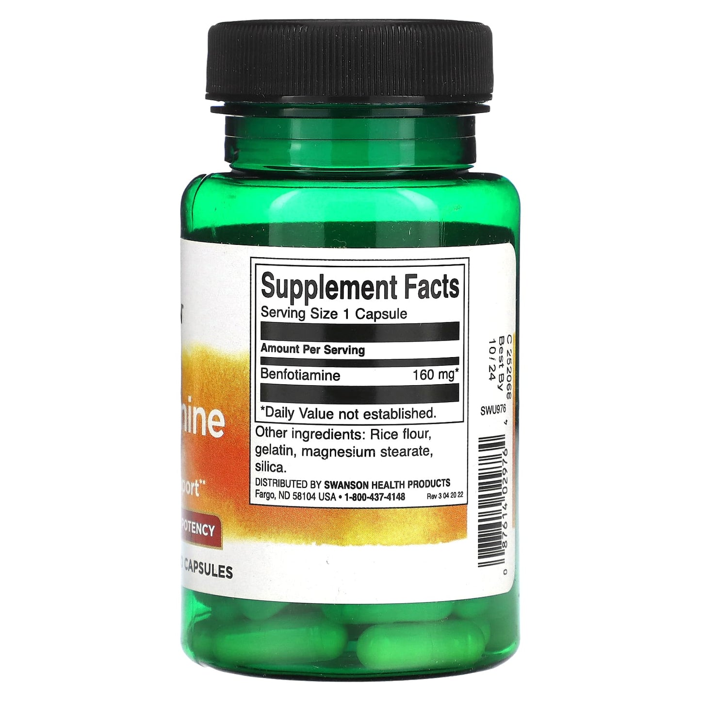 Swanson, Benfotiamine, High Potency, 160 mg, 60 Capsules - Medaid International