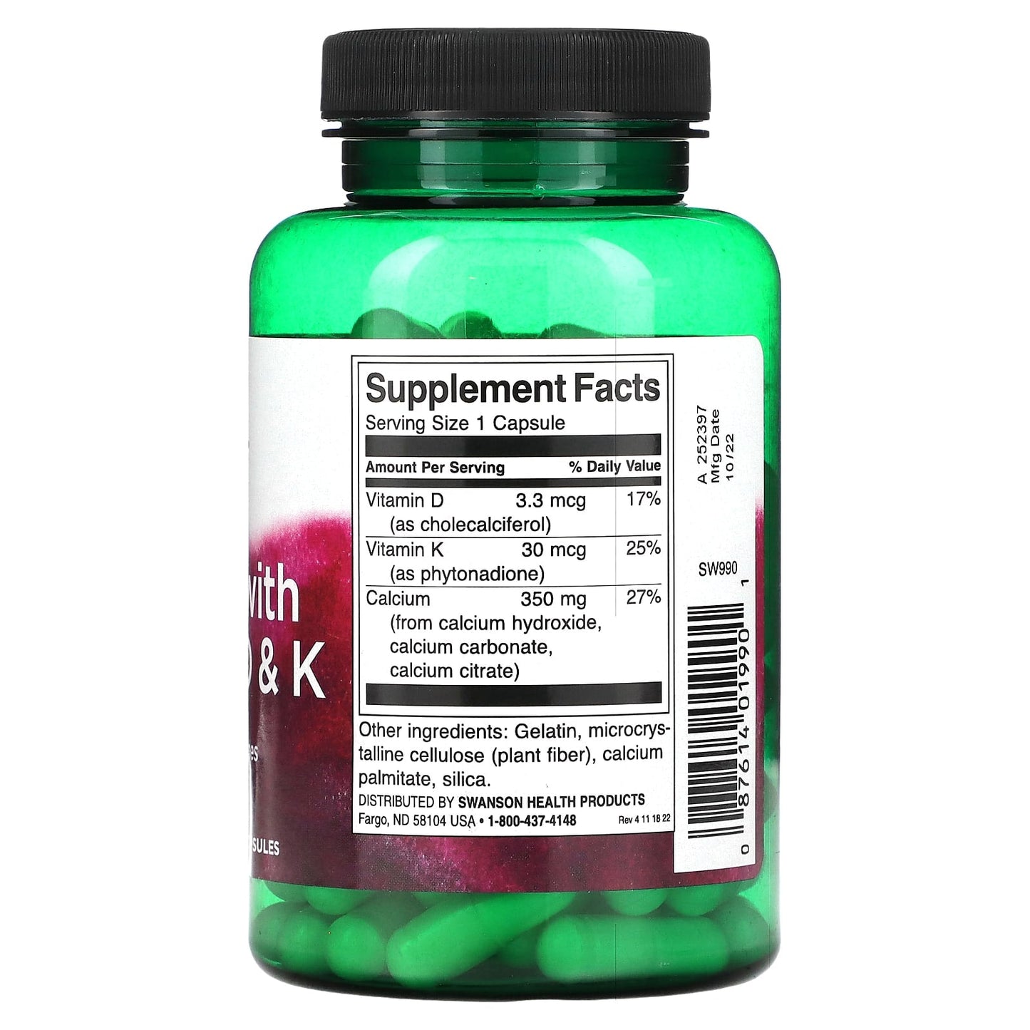 Swanson, Calcium with Vitamins D & K, 100 Capsules - Medaid International
