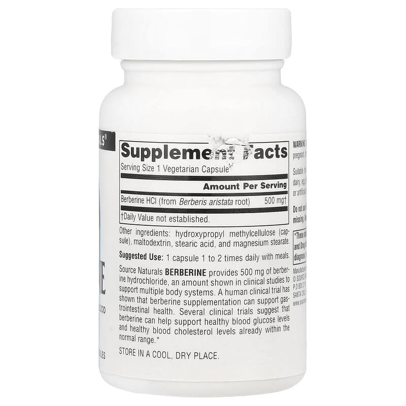 Source Naturals, Berberine, 500 mg , 30 Vegetarian Capsules - Medaid International