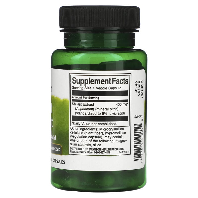 Swanson, Shilajit Extract, Standardized, 400 mg, 60 Veggie Capsules - Medaid International