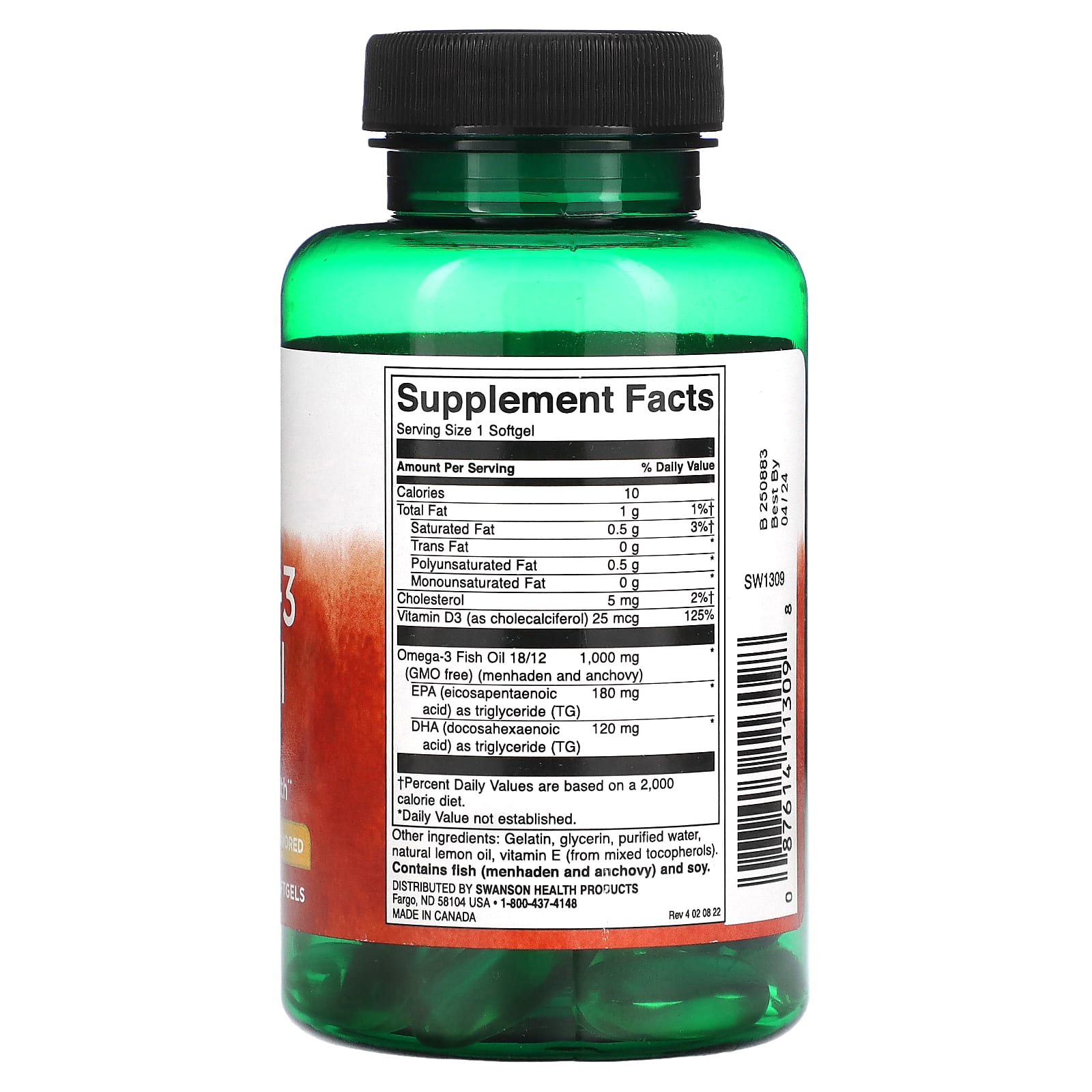 Swanson, Omega-3 Fish Oil, Lemon, 60 Softgels - Medaid International