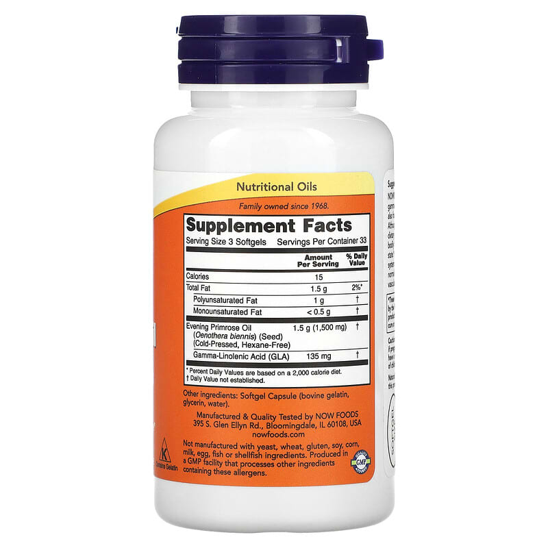 NOW Foods, Evening Primrose Oil, 500 mg, 100 Softgels - Medaid International
