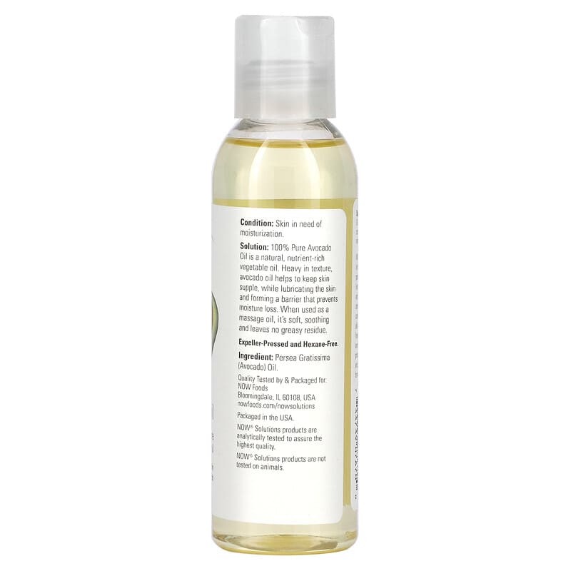 NOW Foods, Solutions, Avocado Oil, 4 fl oz (118 ml) - Medaid International