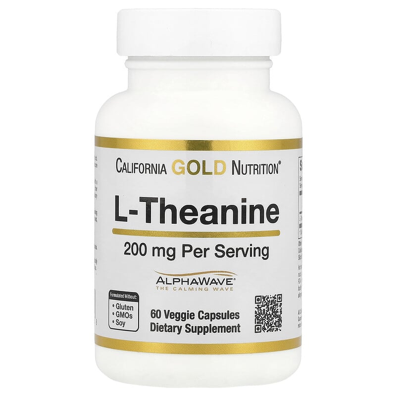 California Gold Nutrition, L-Theanine, 200 mg, 60 Veggie Capsules - Medaid International