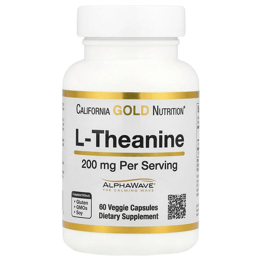 California Gold Nutrition, L-Theanine, 200 mg, 60 Veggie Capsules - Medaid International